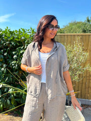 Mocha Hooded Zip Jacket Set Willa