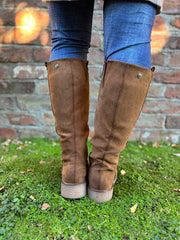 Tan Faux Suede Knee High Boots