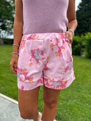Pink Floral Print Shorts