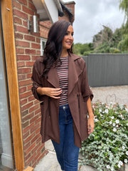 Chocolate Tie Waist Jacket Charlotte