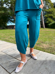 Teal Barrel Leg Joggers Clarice
