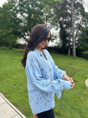 Denim Paisley Bubble Cotton Shirt Alina