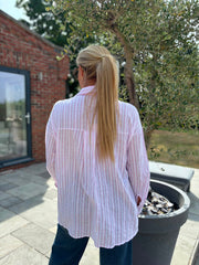 Pink Embroidered Stripe Shirt Fiona