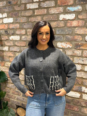 Charcoal Angel Wing Pocket Cardi Raya