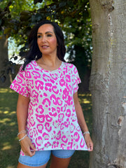 Lipstick Pink Leopard Tee Reese