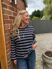 Navy Striped Top Pria