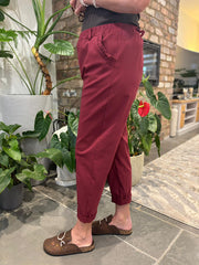 Wine Frill Pocket Trousers Sasha