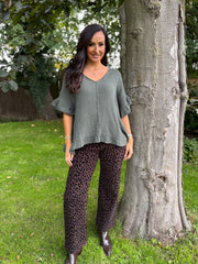 Khaki Bubble Cotton Top Kimberly