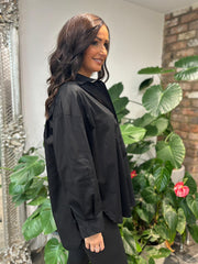 Black Diamante Flower Shirt Kristie