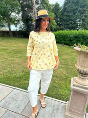 Lemon Abstract Circle Print Top Alba