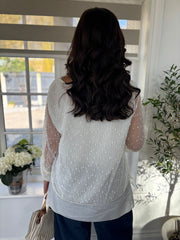 White Layered Mesh Scarf Top Gabby