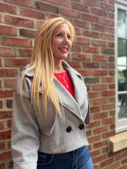 Grey Double-Breasted Short Coat