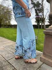 Blue Floral Butterfly Top Reeva