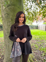 Black Ditsy Leopard Knit Top Danielle
