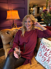 Wine Ruch Sequin Detail Top Avril