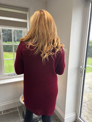 Wine Button Detail Knit Dress Harley