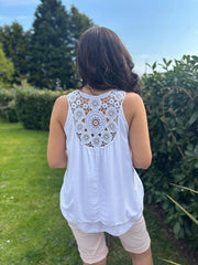 White Crochet Detail Vest Moira