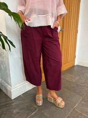 Wine Barrel Leg Pocket Front Trousers