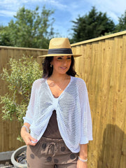 White Gathered Loose Knit Paige