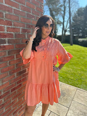 Orange Embroidered Ruffle Dress Taylor