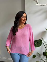 Candy Pink V Neck Knit Jodie