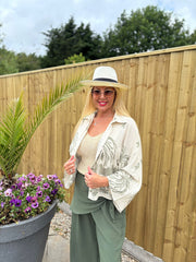 Khaki Coastal Print Shirt Elsa