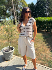 Stone Drawstring Culottes Anya