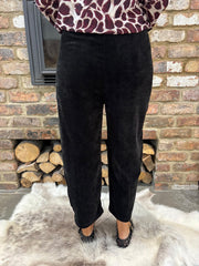 Black Velour Barrel Leg Trousers Jaiya