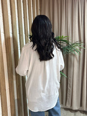 Winter White Crepe Crossover Blouse Tiffany