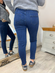 Denim Pull on Slim Leg Drawstring Jeans