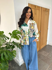 Stone Leopard Tropical Print Shirt Hadley