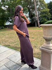 Grape Shimmer Cuffed Trousers Aubrey