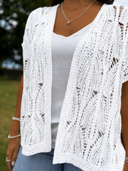 White Crochet Sequin Cardi Isla