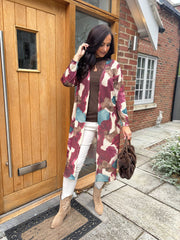 Wine Watercolour Shimmer Cardigan Freya