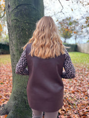 Chocolate Faux Fur Trim Gilet Orla
