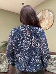 Navy Abstract Leopard Blouse Poppy