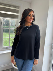Black Embellished Trim Jumper Sarah