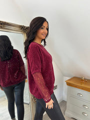 Wine Chenille Shimmer Sweatshirt Hailey