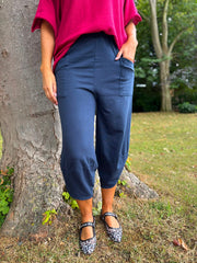 Navy Barrel Leg Joggers Clarice