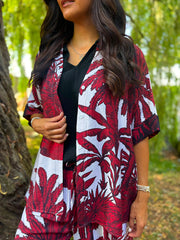 Wine Coastal Palm Blouse Naomi