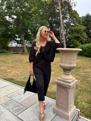 Black Gathered Loose Knit Paige