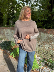 Mocha Designer Inspired Stripe Knit Yvonne