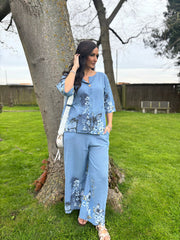 Denim Floral Butterfly Top Reeva