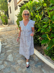 Mocha Bubble Cotton Leopard Print Maxi Dress Tillie