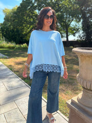 Blue Lace Hem Tee Beryl