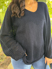 Navy Multi Hole Heart Knit Amelia