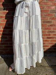 White Boho Tiered Skirt Co-Ord Frankie