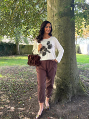 Winter White Embellished Flower Top Selina