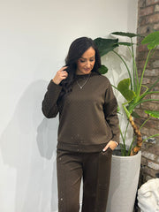 Chocolate Diamante Sweat Top Nina