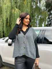 Charcoal Knitted Waistcoat Lillian